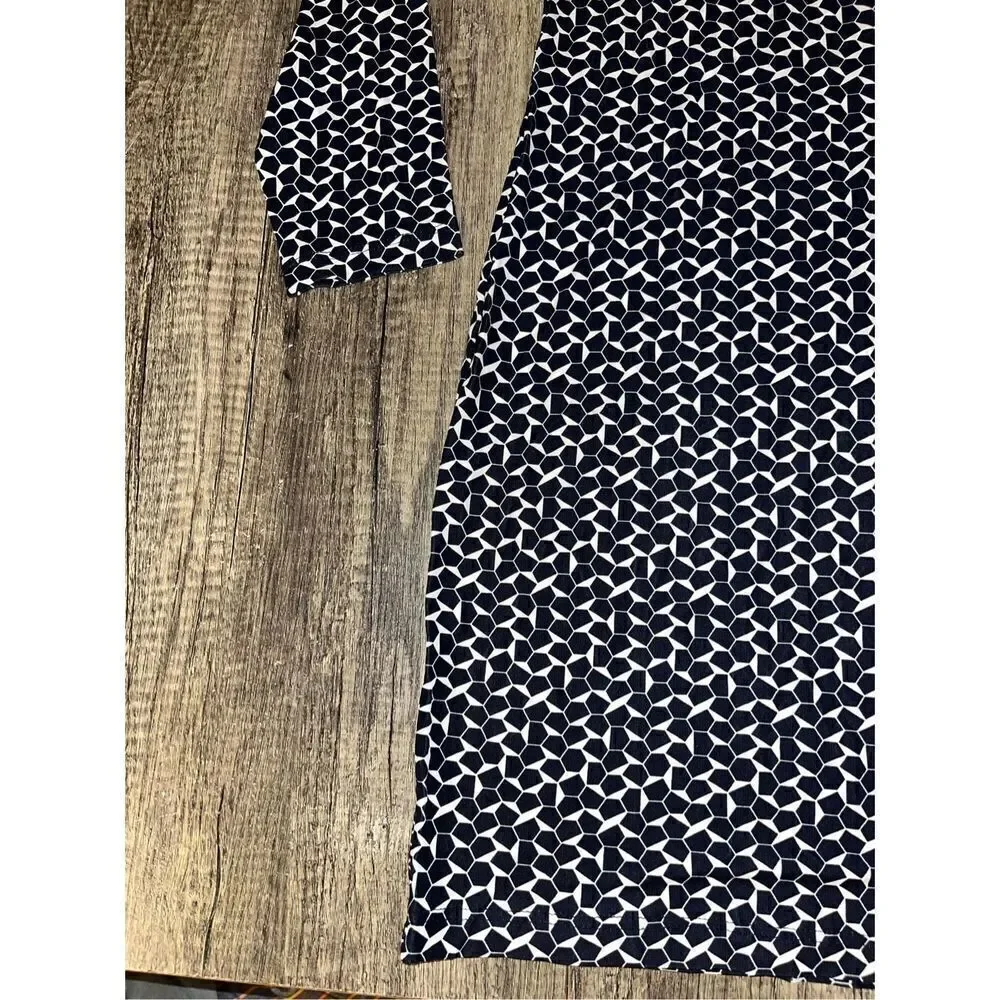 Tory Burch Terserra Navy White Geometric Print Dress Small